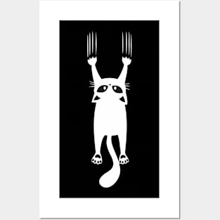 cat scratching wall Posters and Art